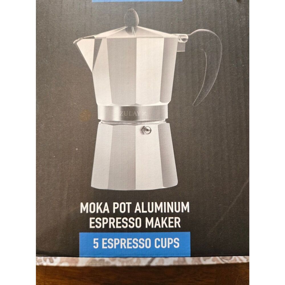 Espresso Maker Moka Pot Silver Aluminum with Black Handle - Picture 11 of 15